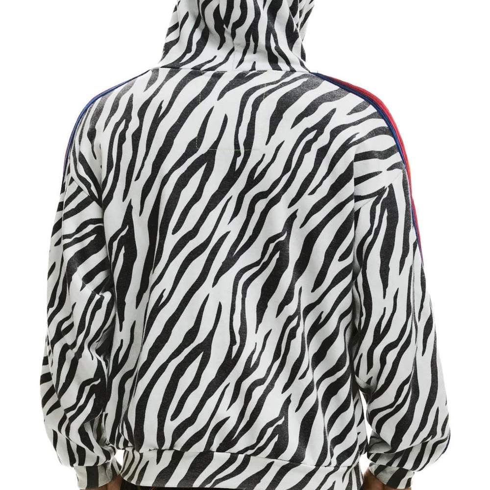 AVIATOR NATION $196 CLASSIC RELAXED ZIP HOODIE WITH POCKETS ZEBRA - Picture 8 of 8